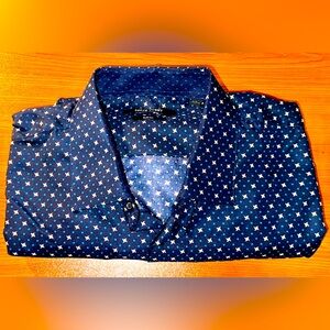 Nine West long sleeve Blue design dress shirt size L slim fit New $16